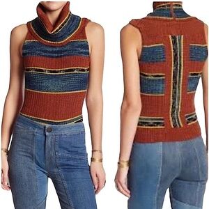 Free People Carly Cowl Striped Sweater Tank Top Size XS